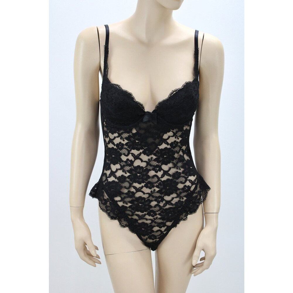 Vintage Victorias Secret Teddy Bodysuit Lingerie All Lace Underwires Romper S